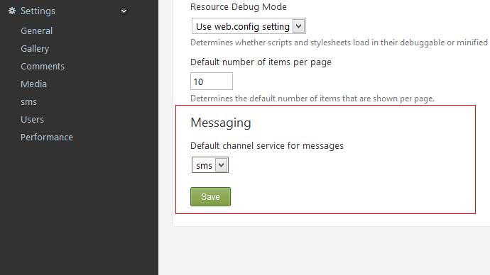 SMS Messaging Settings